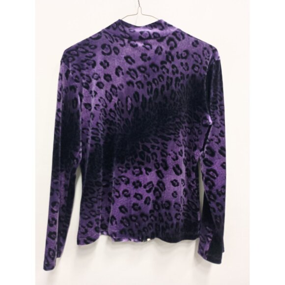 VTG Y2K Diamond's Womens Whimsygoth Jacket Medium Purple Animal Print Velvet - Picture 5 of 6